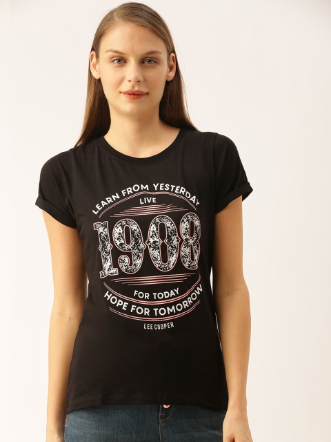 

Lee Cooper Women Black Printed Round Neck T-shirt