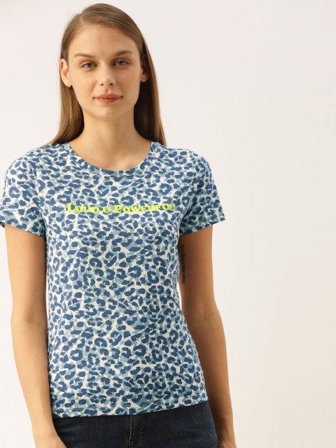 

Lee Cooper Women White Printed Round Neck Pure Cotton T-shirt