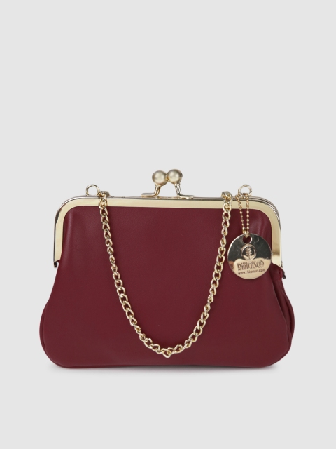 

RHHENSO Maroon Vegan Solid Clutch