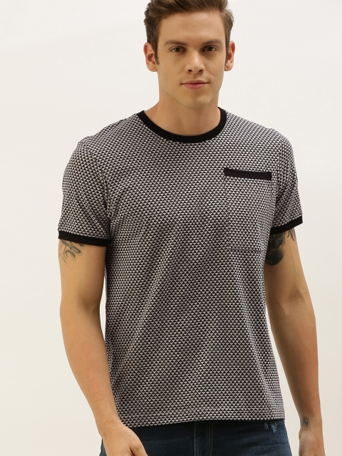 

Moda Rapido Men Grey & Black Printed Round Neck T-shirt