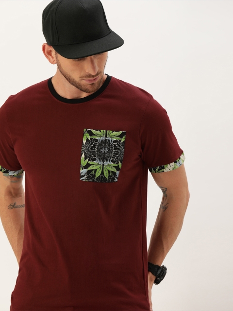 

Moda Rapido Men Maroon Solid Round Neck T-shirt