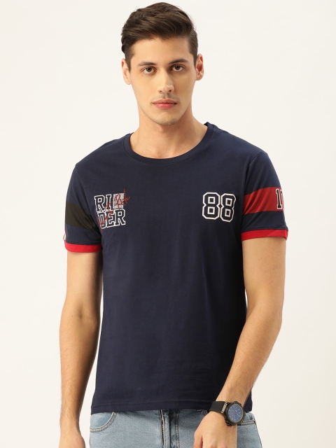 

Moda Rapido Men Navy Blue Printed Detail Round Neck T-shirt