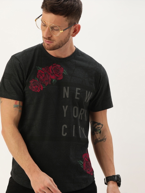 

Moda Rapido Men Charcoal Printed Round Neck T-shirt