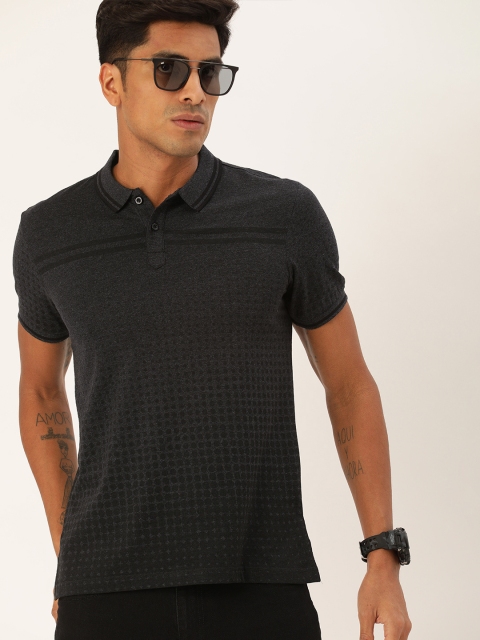 

Moda Rapido Men Charcoal Grey Solid Polo Collar Cotton T-shirt