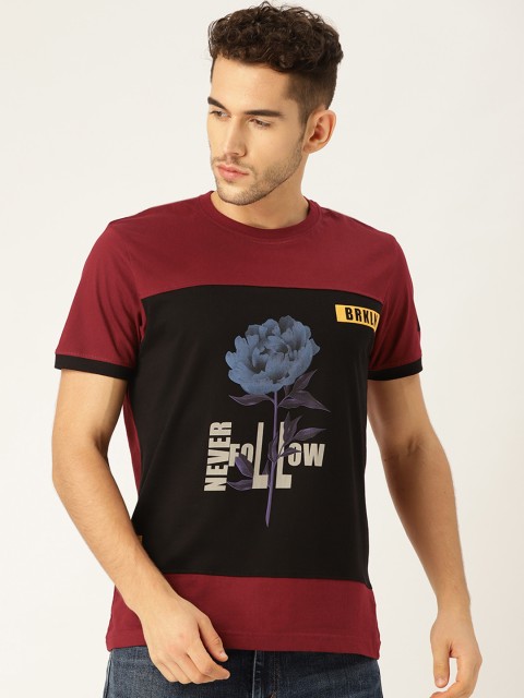 

Moda Rapido Men Maroon & Black Printed Round Neck T-shirt