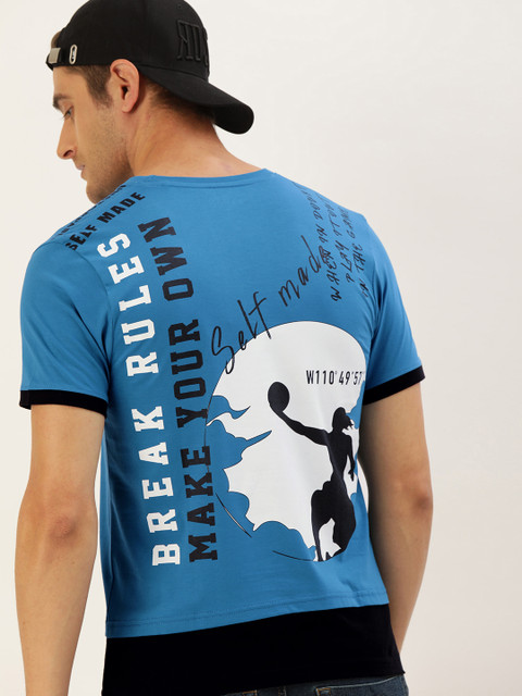 

Moda Rapido Men Blue & Black Printed Round Neck T-shirt