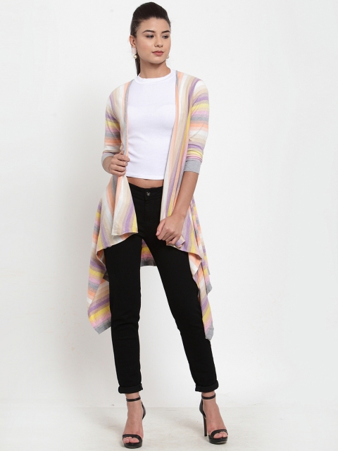 

Kalt Women Multicoloured Striped Open Front Shrug, Multi