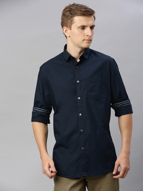 

Van Heusen Sport Men Navy Blue Slim Fit Solid Casual Shirt