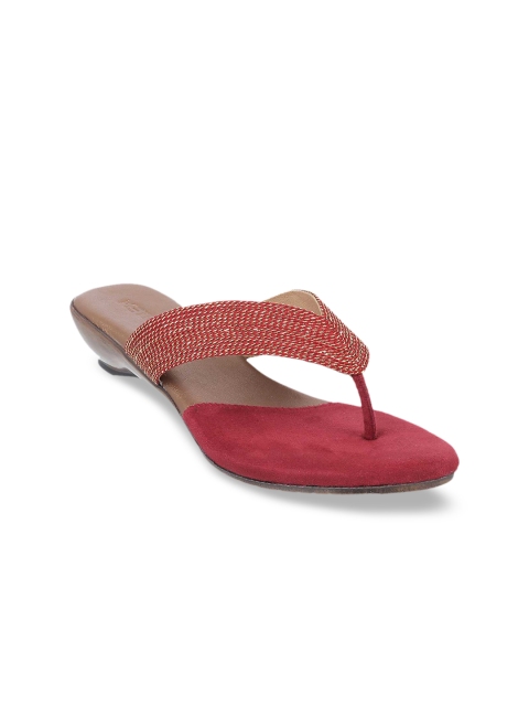 

Metro Women Maroon & Gold-Toned Embellished Heels