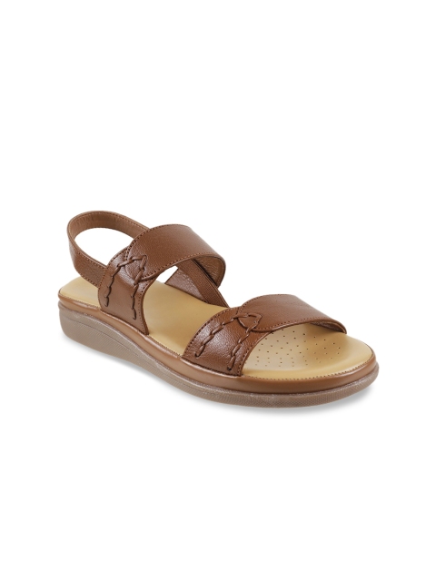 

Metro Women Tan Brown Solid Leather Sandals