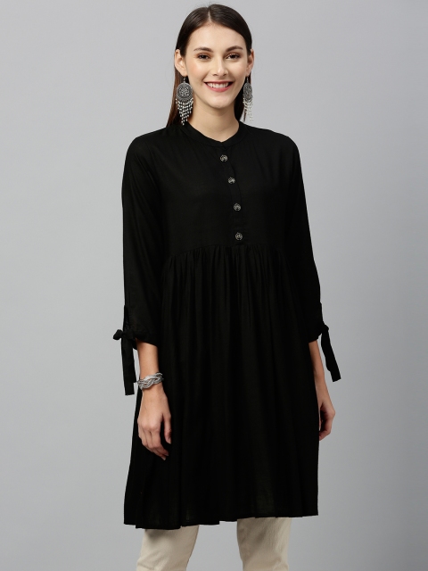 

kipek Women Black Solid A-Line Dress