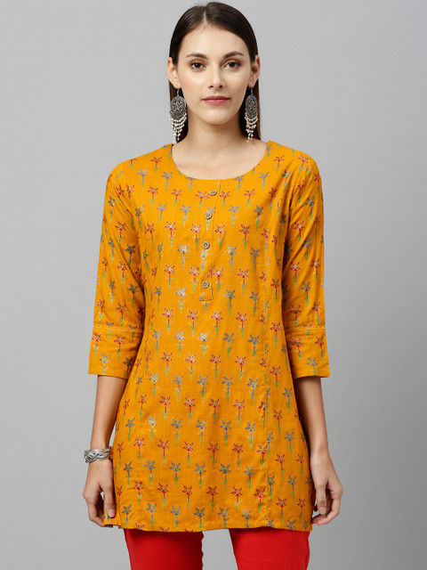

kipek Women Mustard Yellow & Blue Printed Tunic