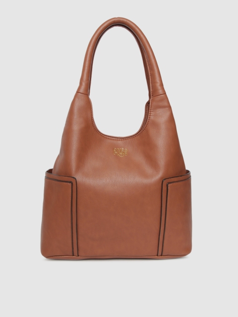 

MERAKI Tan-Brown Solid Hobo Bag