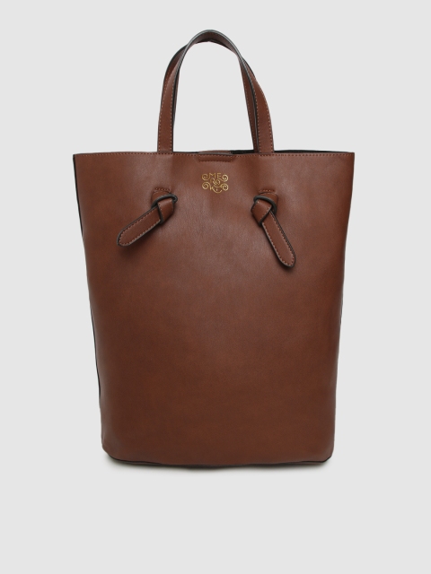 

MERAKI Tan-Brown Solid Bucket Tote Bag
