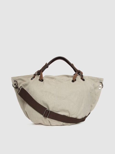 

MERAKI White Solid Canvas Hobo Bag