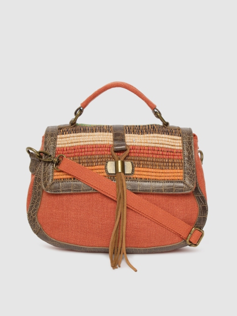 

MERAKI Red & Brown Solid Satchel