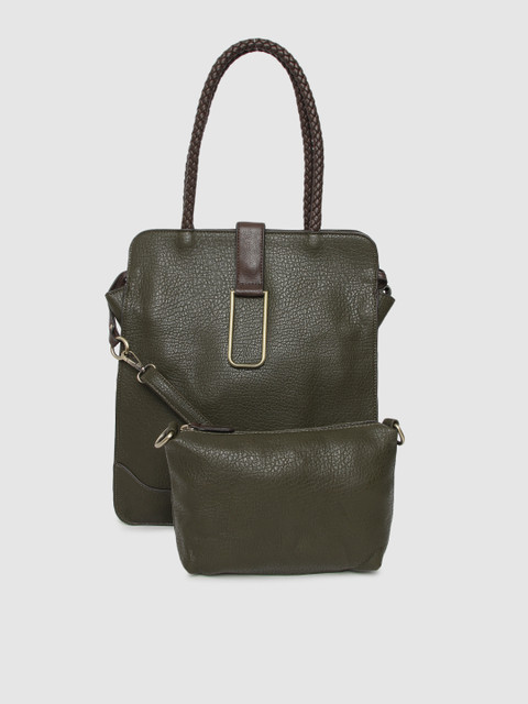 

MERAKI Olive Green Solid Shoulder Bag