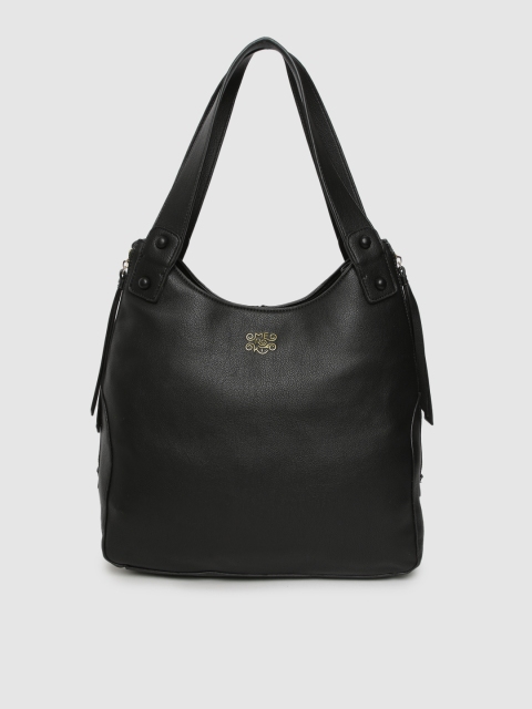 

MERAKI Black Solid Hobo Bag