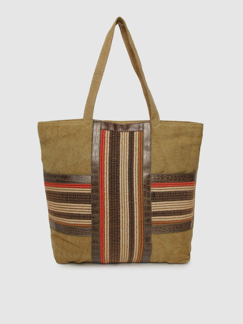

MERAKI Khaki & Red Cross Paneling Shoulder Bag