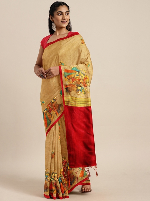 

KALINI Beige Art Silk Printed Khadi Saree