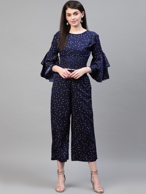 

Cayman Women Navy Blue & Beige Printed Top with Palazzos