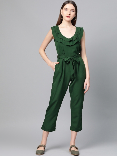 

Cayman Women Green Solid Cropped Basic Jumpsuit