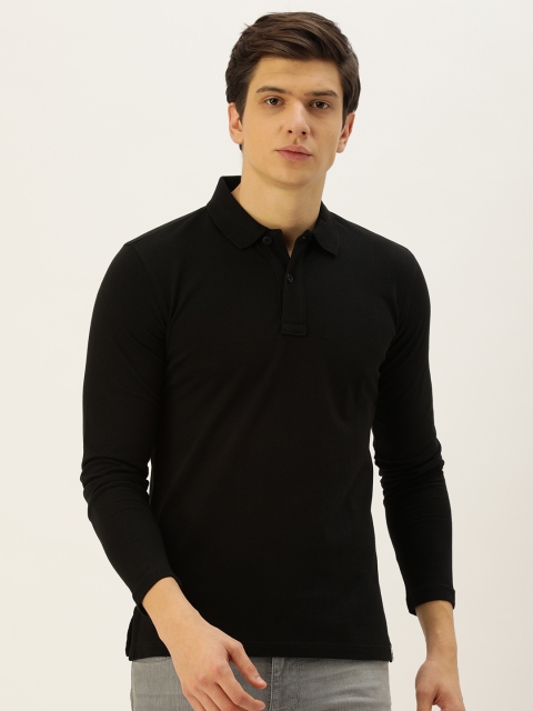 

John Players Men Black Solid Slim Fit Polo Collar T-shirt