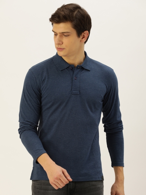 

John Players Men Navy Blue Solid Slim Fit Polo Collar T-shirt