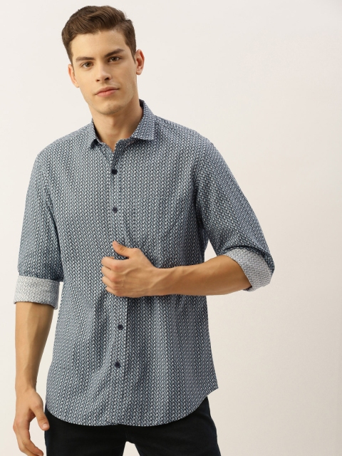 

John Players Men Blue & Black Slim Fit Abstract Printed Casual Shirt