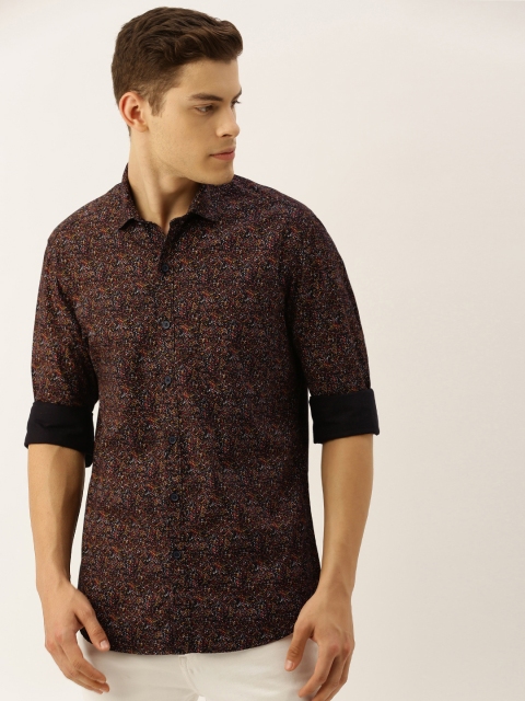 

John Players Men Black & Red Trim Fit Printed Casual Shirt