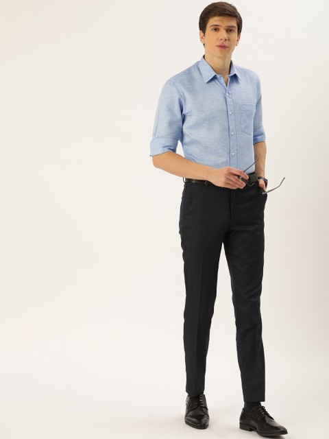 

John Players Men Blue Slim Fit Solid Formal Shirt