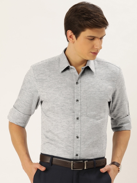 

John Players Men Grey Slim Fit Solid Formal Shirt