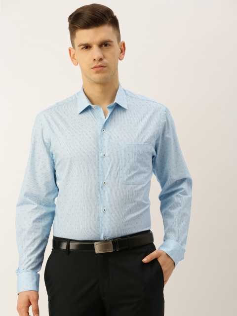 

John Players Men Blue Slim Fit Printed Formal Shirt