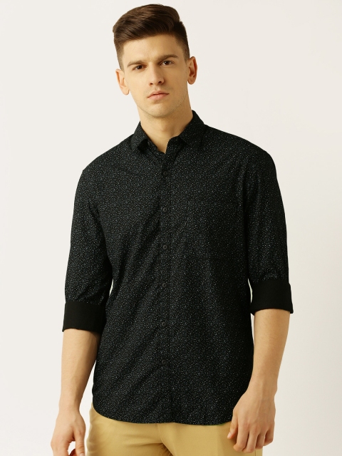 

John Players Men Black & Navy Blue Slim Fit Printed Casual Shirt