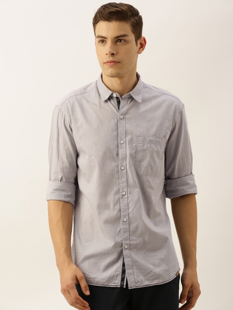 

John Players Men Grey Trim Fit Solid Casual Shirt