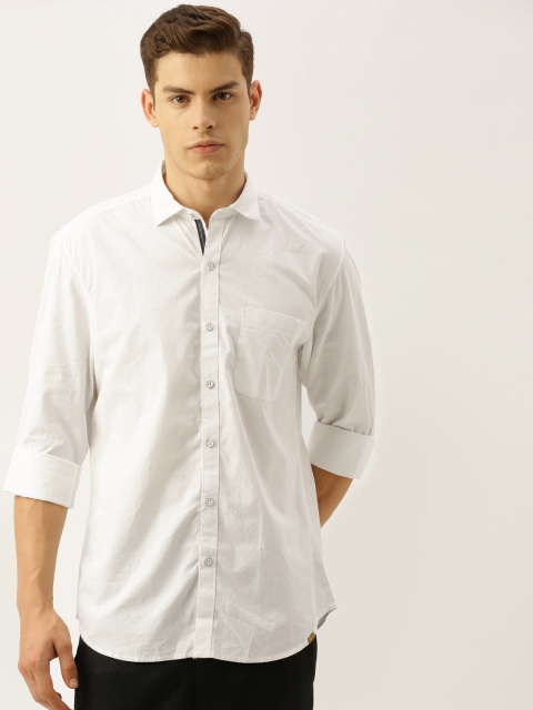 

John Players Men White Trim Fit Solid Casual Shirt