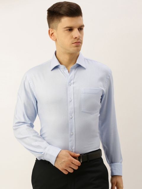 

John Players Men Blue & White Slim Fit Diagonal Striped Formal Shirt