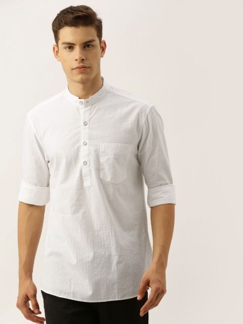 

John Players Men White Trim Fit Self Design Casual Shirt