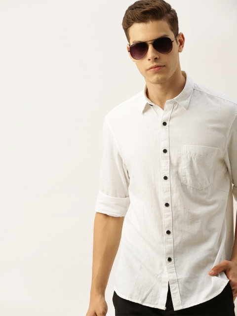 

John Players Men White Slim Fit Solid Casual Shirt