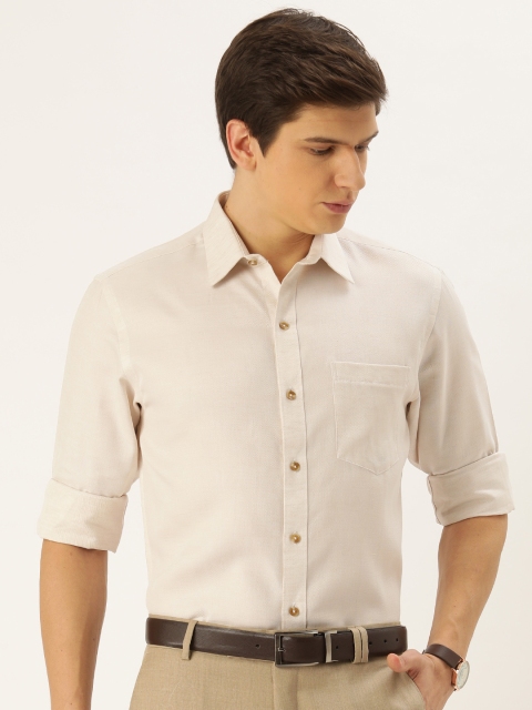 

John Players Men Off-White Slim Fit Solid Formal Shirt