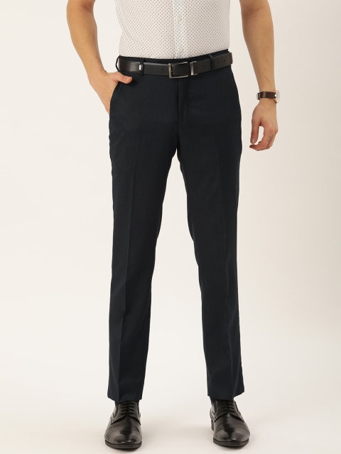 

John Players Men Blue Slim Fit Solid Regular Trousers