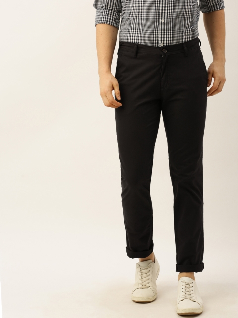 

John Players Men Black Slim Fit Solid Regular Trousers