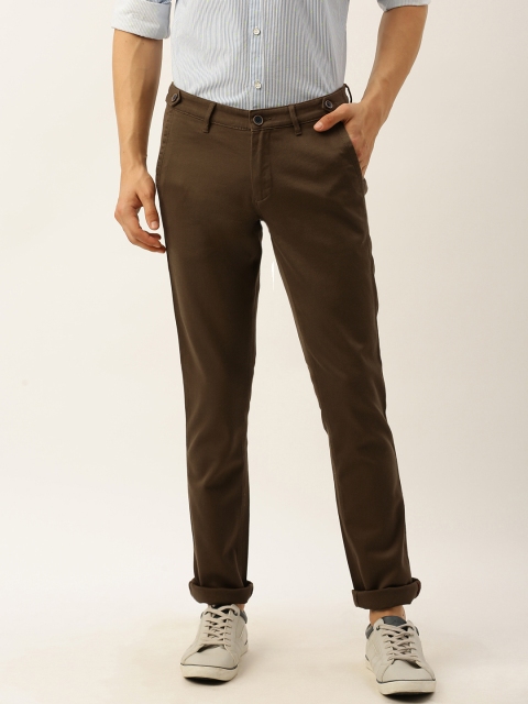 

John Players Men Brown Skinny Fit Solid Regular Trousers