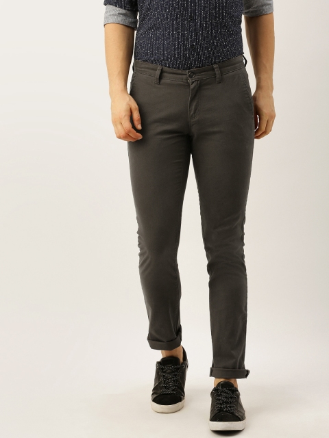 

John Players Men Brown Skinny Fit Solid Regular Trousers