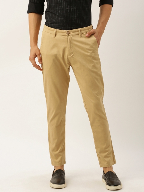 

John Players Men Beige Slim Fit Solid Regular Trousers