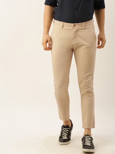 

John Players Men Beige Slim Fit Solid Cropped Chinos