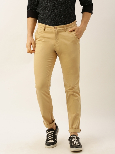 

John Players Men Khaki Slim Fit Solid Chinos