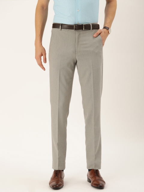 

John Players Men Beige Skinny Fit Solid Formal Trousers