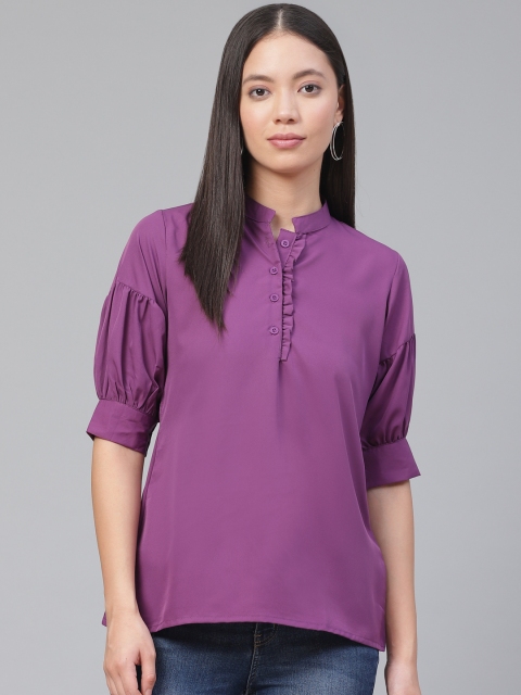 

Ives Women Purple Solid Shirt Style Top