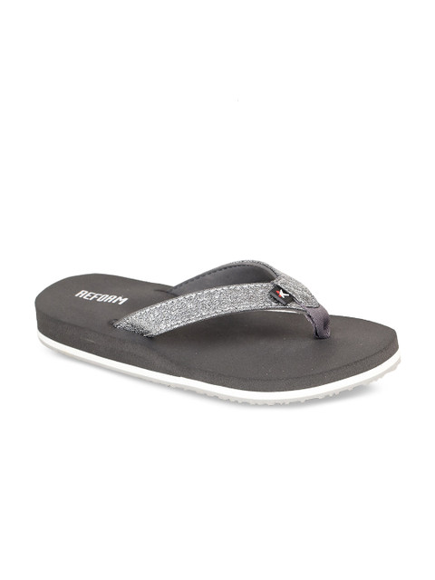 

REFOAM Women Grey Solid Thong Flip-Flops